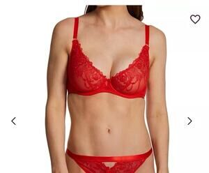 Curvy Kate Stand Out Plunge Underwire Bra Red 32G Full Cup Lace New